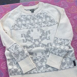 Roots Cream and Gray Cowl Neck Sweater